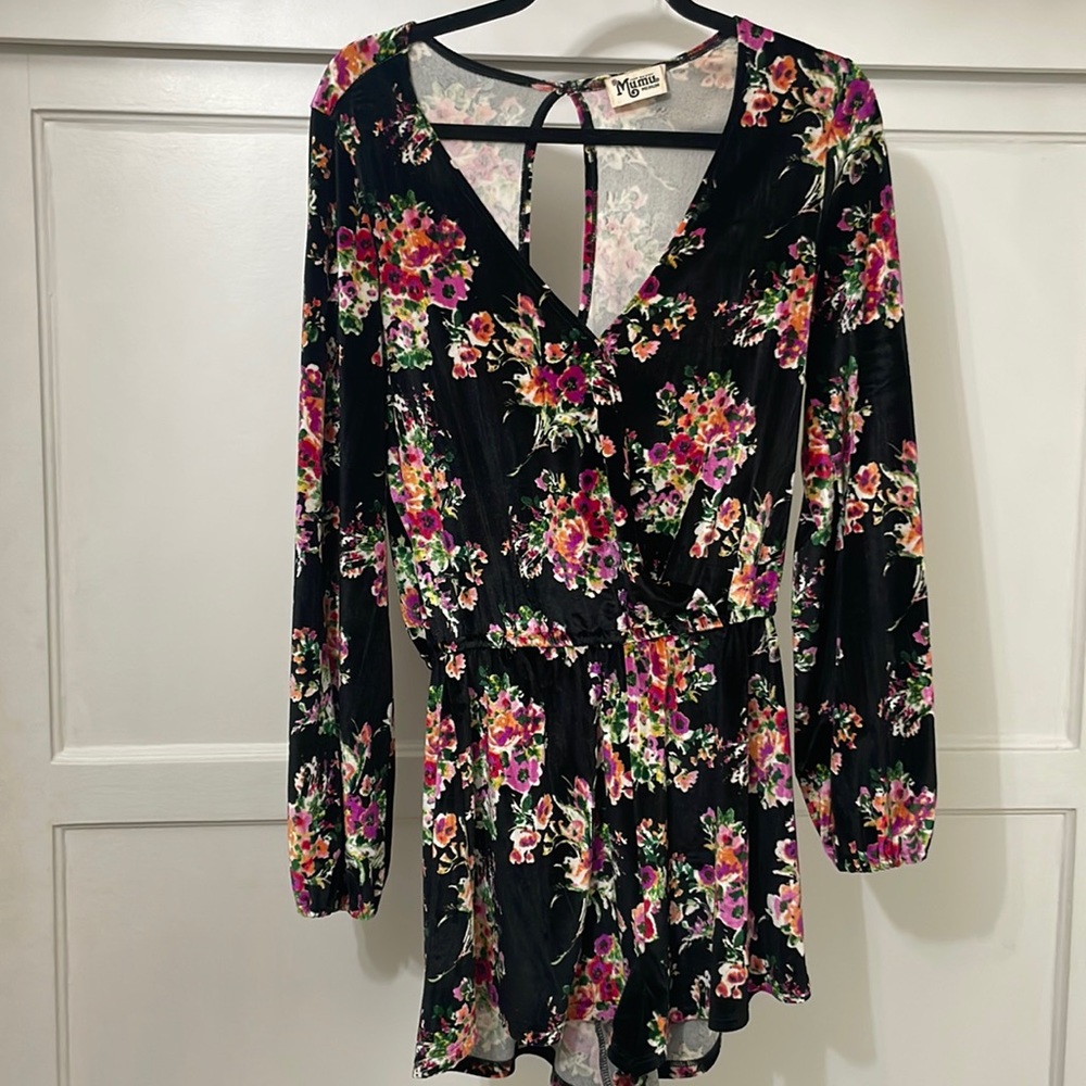 Show Me Your MuMu velvet floral romper